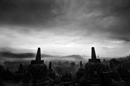 Borobudur Temple in BW 