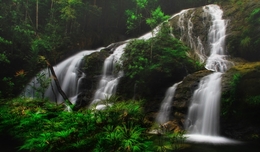 resun waterfall ( Lingga Island ) 