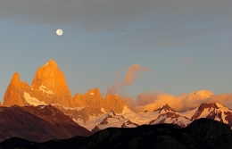 Fitz Roy and full moon. 
