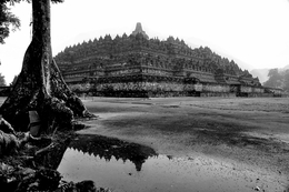 Borobudur Temple in BW 