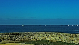 Ao fundo do horizonte os Barcos á Vela 