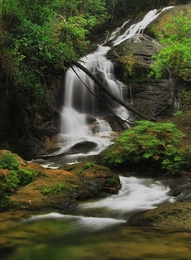 resun waterfall ( Lingga Island ) 