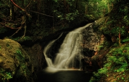 resun waterfall ( Lingga Island ) 