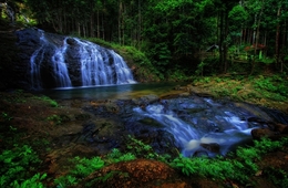 resun waterfall ( Lingga Island ) 