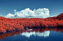 Clouds in glacial lake 