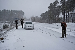 Fotógrafos na neve 