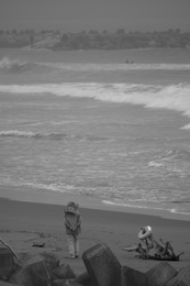 woman walking on the beach 